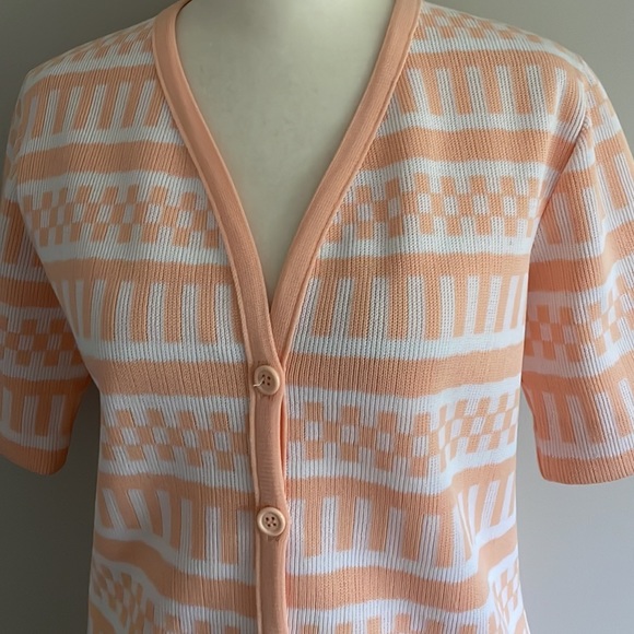 Vintage Atomic Retro Print Pastel Button Front Blouse - Picture 4 of 10